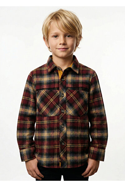 Doctor junior Dečačka košulja drvoseče u bordo i senf boji