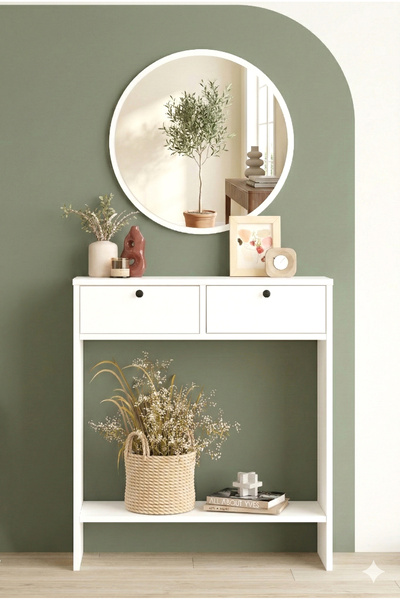 Yurudesign Larris Aynalı Dresuar 2 Kapaklı Beyaz Lr1-w