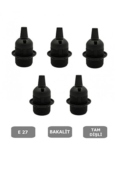 CONANA İtalyan Tip E27 Tam Dişli Duy Vidasız Geçmeli Bakalit Siyah (250V-4A) ...