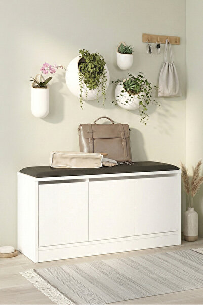 Yurudesign More Puflu Ayakkabılık 3 Kapaklı Dolap 90cm Beyaz Mr2-w