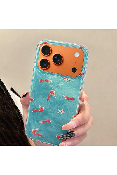 EDELFU Compatible with iPhone 17 Pro Max - Aurora Orange Fish Cover Glossy Si...