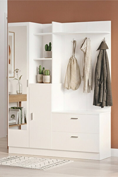 Yurudesign Wisdom Vestiyer Ayakkabılık Portmanto Aynalı Raf