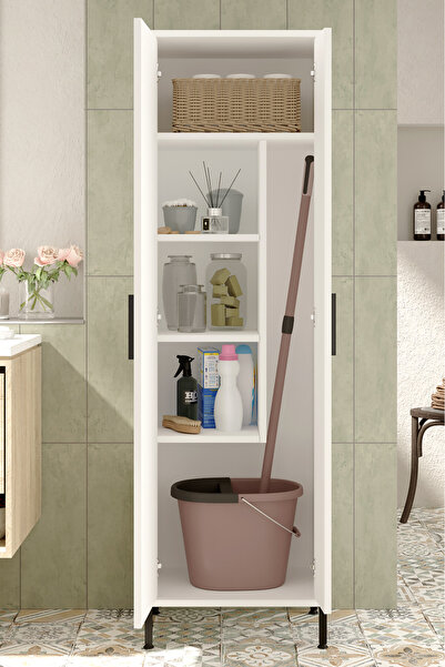 Yurudesign Daisy Çok Amaçlı Dolap Vileda Banyo Dolabı Beyaz Dy1-w