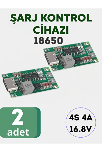 RoboPazar 2-adet BMS 4S 4A (16.8V) Type-C Li-Ion 18650 Şarj ve Koruma Kartı