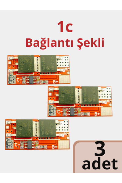 RoboPazar 3-adet BMS 1S 10A 18650 Li-Ion Batarya Koruma Kartı