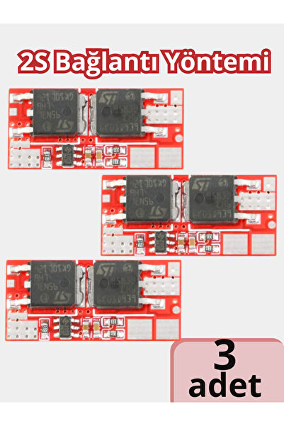 RoboPazar 3-adet BMS 2S 10A 4.2V Li-Ion 18650 Koruma ve Balans Kartı
