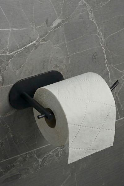 Zift Unique Paslanmaz Çelik Siyah Tuvalet Kağıtlığı / Yapışkanlı Sistem Tuval...