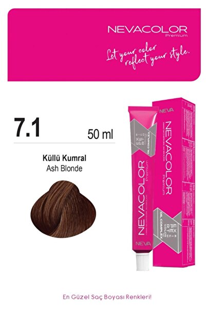 Nevacolor Premium 7.1 KÜLLÜ KUMRAL Kalıcı Krem Saç Boyası 50ml