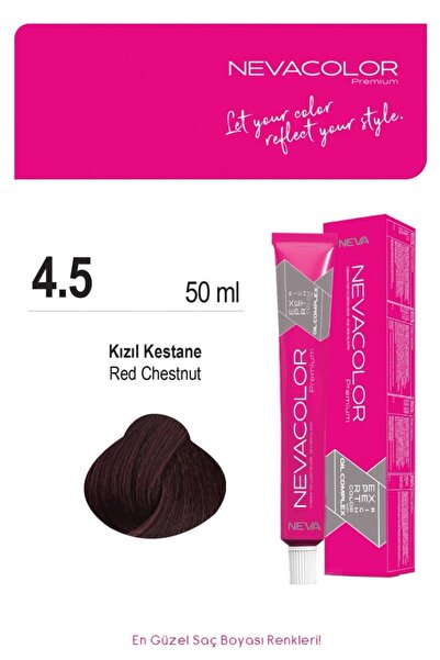 Nevacolor Premium 4.5 KIZIL KESTANE Kalıcı Krem Saç Boyası 50ml