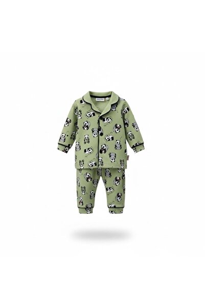 RYZE ÇOCUK Panda Printed Baby Boy Pajama Set Green