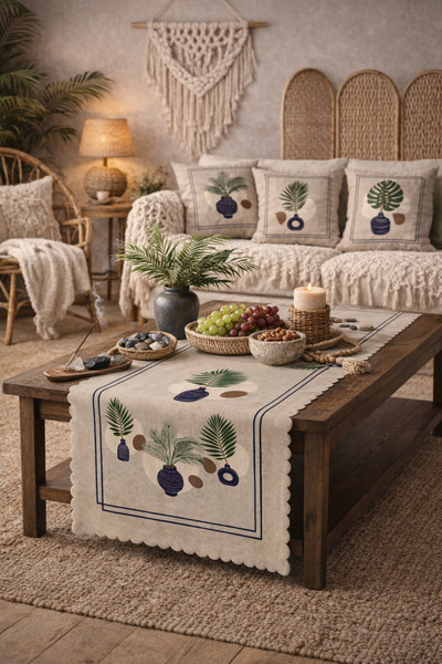 SasoHome Digitalni štampani dekorativni trkač sa zelenim palminim lišćem diza...