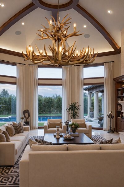 ATIK Rustik Geyik Boynuzu Avize – Doğal ve Şık Tasarım 12’li