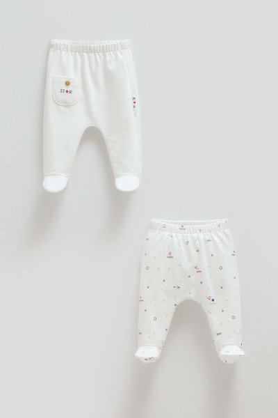 Caramell Family Star Unisex Baby Double Pants Ecru