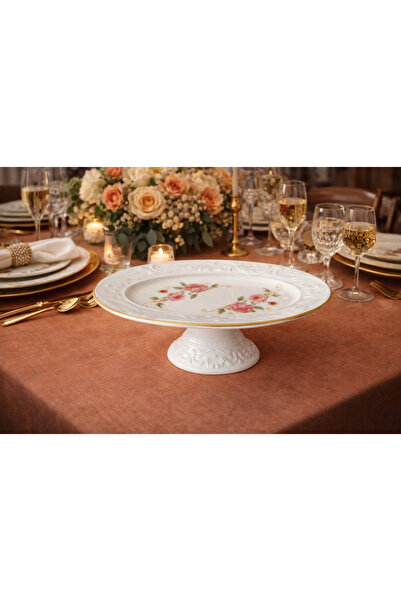 EBRULİEMAYE İnci Ayaklı Sunum Tabağı Çikolata Salata Kurabiye Tabağı