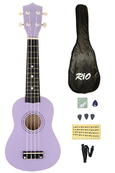 müzikhane Soprano Lila Ukulele 54cm Kılıf Askı Sticker Pena Silme Bezi