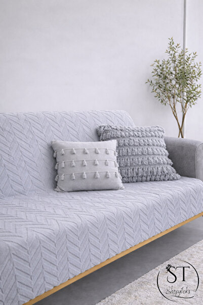 Shopyteks غطاء أريكة ويلسوفت مضاد للانزلاق مقاس 170x210 باللون الرمادي، غطاء ...