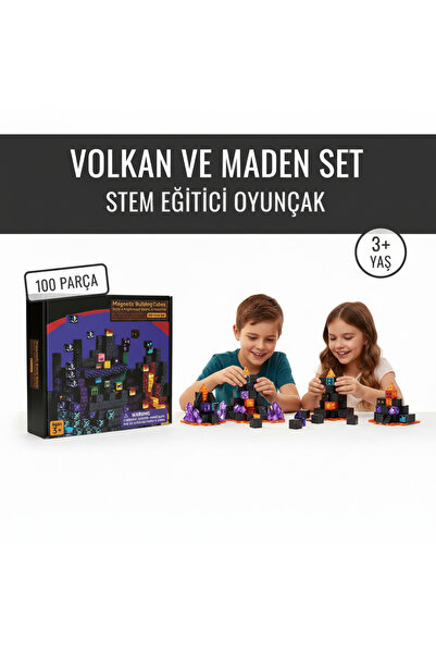 Genel Markalar Minecraft Manyetik Küp Blok volkan ve maden Temalı Yapı Taşı 1...