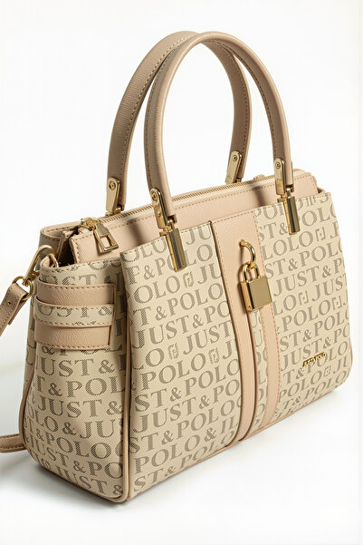 Just Polo حقيبة يد وكتف نسائية بحزام طويل وثلاثة أقسام مع تفاصيل قفل وإكسسوار...
