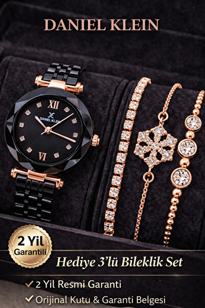 Daniel Klein Marka Orijinal - Rose Siyah Renk- 2 Yıl Garantili Kadın Kol Saat...