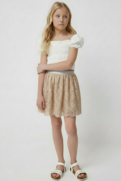 FESSHERA KİDS Fusta pentru fete cu talie elastică din dantelă și design elega...
