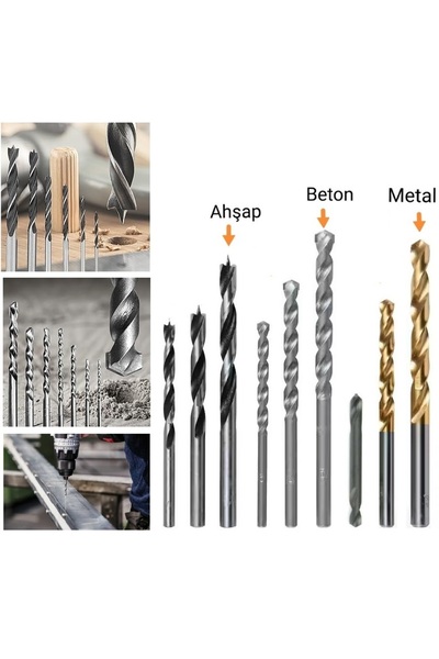 Depolife Duvar Beton Ahşap Delme Matkap Ucu Seti 9 Adet Elmas Uç Matkap Ucu T...
