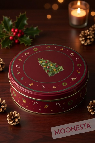 Madame Coco Bonni Yuvarlak Metal Kutu - Orta Boy - Kırmızı