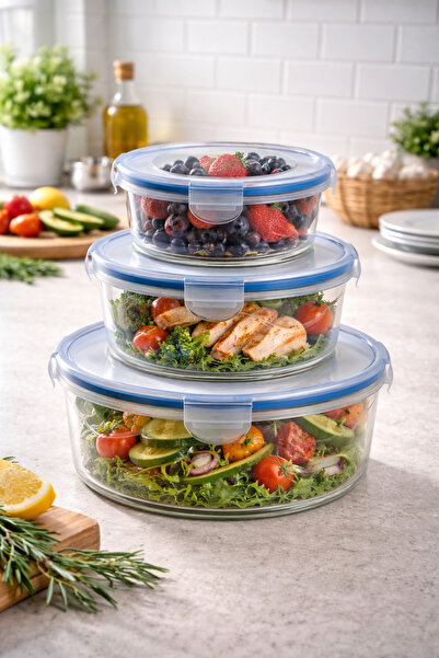 Melkan Home Airtight Locking Storage Container Set of 3 – Airtight Round Food...