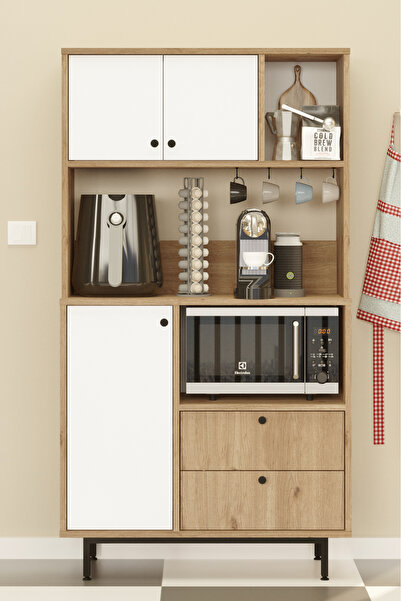 Yurudesign Royce Serisi Kahve Köşesi Çok Amaçlı Dolap Mutfak Dolabı Sepet-Bey...