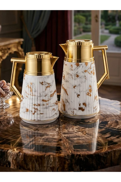 TrentonGCC Luxury Insulated Water Jug Set (500 ml + 1 Liter) with Gold Handle...
