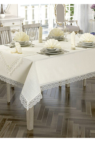 Sivalde Juta krem ivice Guipure bezbrižno tkanina trpezarijski sto krpa