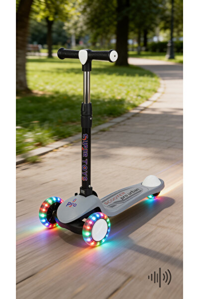 PRO Toys سكوتر للأطفال مزود بإضاءة ونظام فرامل قابل للطي
