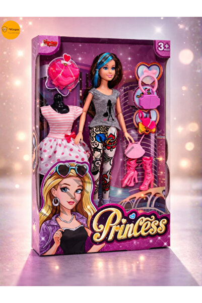 Wingzy Kutulu 29 Cm Yedek Elbiseli Aksesuarlı Moda Bebek