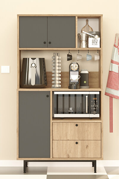 Yurudesign Royce Serisi Kahve Köşesi Çok Amaçlı Dolap Mutfak Dolabı Sepet-Ant...