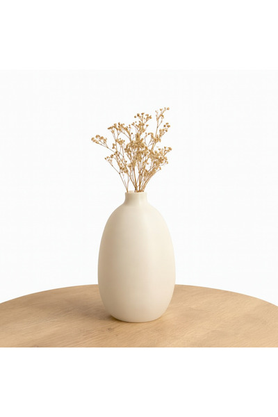 Şirin 3D Tasarım Modern Bej Dekoratif Vazo 21 cm | Minimal Tasarım Salon & Of...