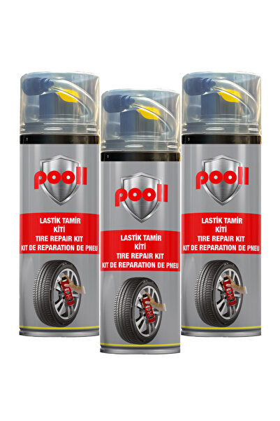 POOLL Lastik Tamir Spreyi Kiti Acil Lastik Şişirici 400 ml 3 Adet Set (S.T.T:...