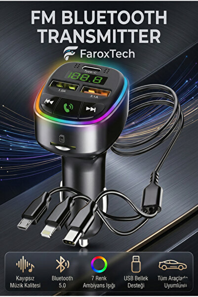 X-Level 20w Pd Bluetooth Fm Transmitter Ve Araç Içi Hızlı Şarj Aleti Iphone V...