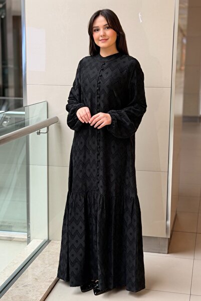 Nuss Zigzag Desenli Tam Boy Elbise