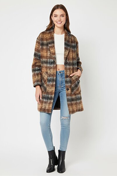 Bcbgeneration Women Long Sleeve Plaid Trench Coat Jacket, Multicolor