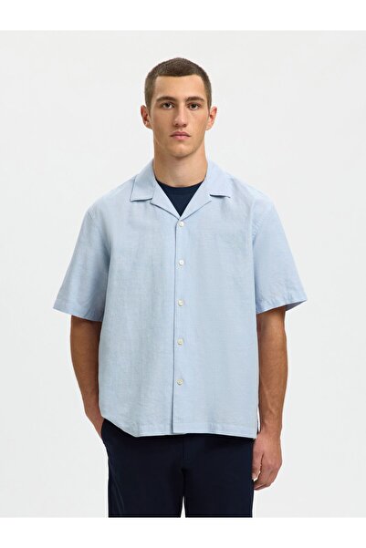 SELECTED Kurzarmhemd Leinenmix