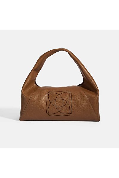 Desa Kadın Kahve Logo Baskılı Deri Omuz Çantası