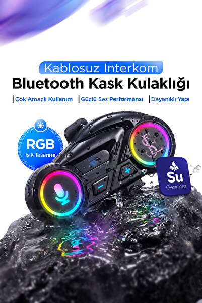 EN SİGA Kablosuz Interkom RGB Işıklı FM Radyo IP56 Suya Toza Dayanıklı Motosi...