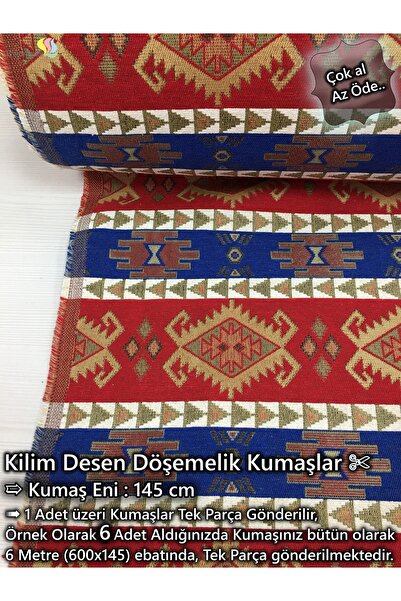 Renk Tekstil Anatolia Etnik Dokuma Kilim Şark Desenli Kumaş - Döşeme - Minder...