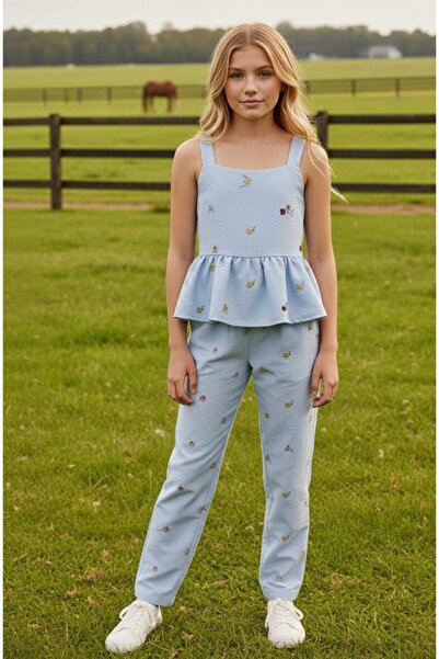 Hilal Akıncı Kids طقم حمالات مطرزة بالزهور للفتيات