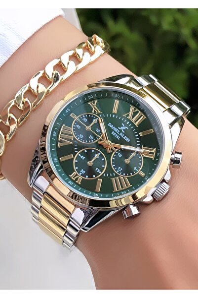 Daniel Klein Yeni Sezon Kadın Kol Saati Altın Gümüş Yeşil Renk 2 Yıl Garantil...