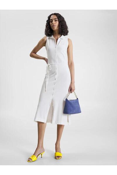 Tommy Hilfiger SLM COLLR DTAIL MIDI POLO DRS NS