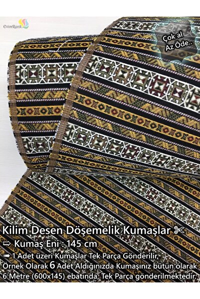 Renk Tekstil Anatolia Etnik Dokuma Kilim Şark Desenli Kumaş - Döşeme - Minder...