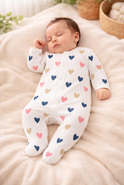ENİA BABY Yenidoğan Bebek Patikli Pamuklu Çıtçıtlı Tulum 0-3 Ay (kiz Erkek Be...
