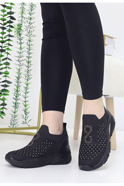 sefayol Γυναικεία αθλητικά παπούτσια Leonda Black Knitwear