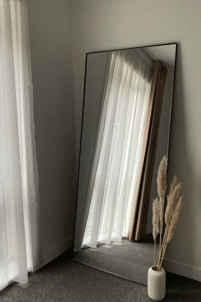 Taimi مرآة كبيرة بتصميم أنيق 160×50 سم - مرآة كاملة الطول بإطار معدني أسود وح...