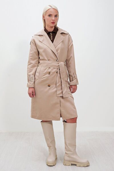 HAKKE Oversize Geniş Kesim Kuşaklı Trençkot